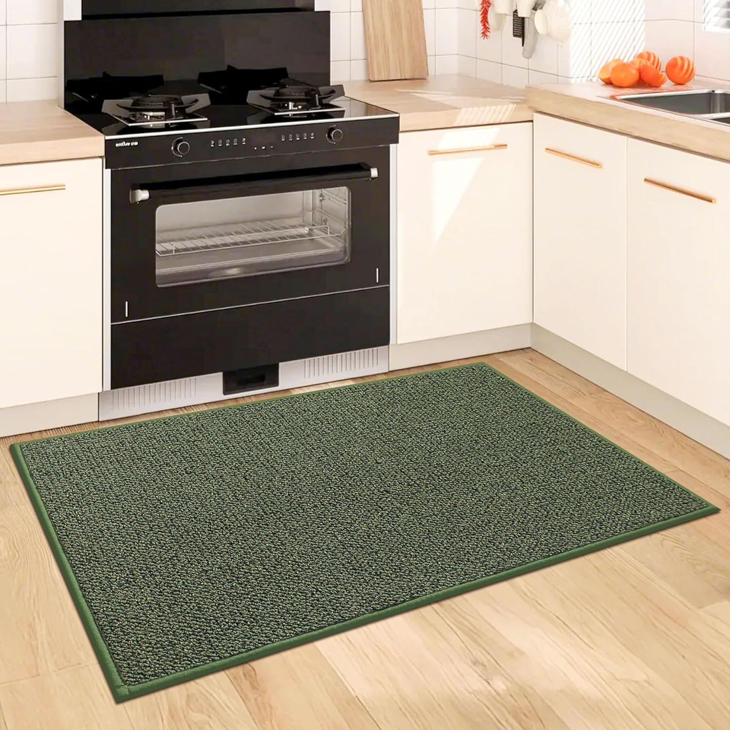 BEQHAUSE Kitchen Rugs and Mats 2PCS, Non-Slip Kitchen Mats for Floor, Absorbent and Stain Resistant Kitchen Runner, Machine Washable Rugs for Kitchen, Laundry & Sink, 20"x32"+20"x48", Green