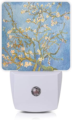 Oeaskly Luz nocturna de árbol de almendro floreciente, Van Gogh luces nocturnas enchufables a la pared para niños y niñas, lámpara LED para Oeaskly Luz nocturna de árbol de almendro floreciente, Van Gogh luces nocturnas enchufables a la pared para niños y niñas, lámpara LED para