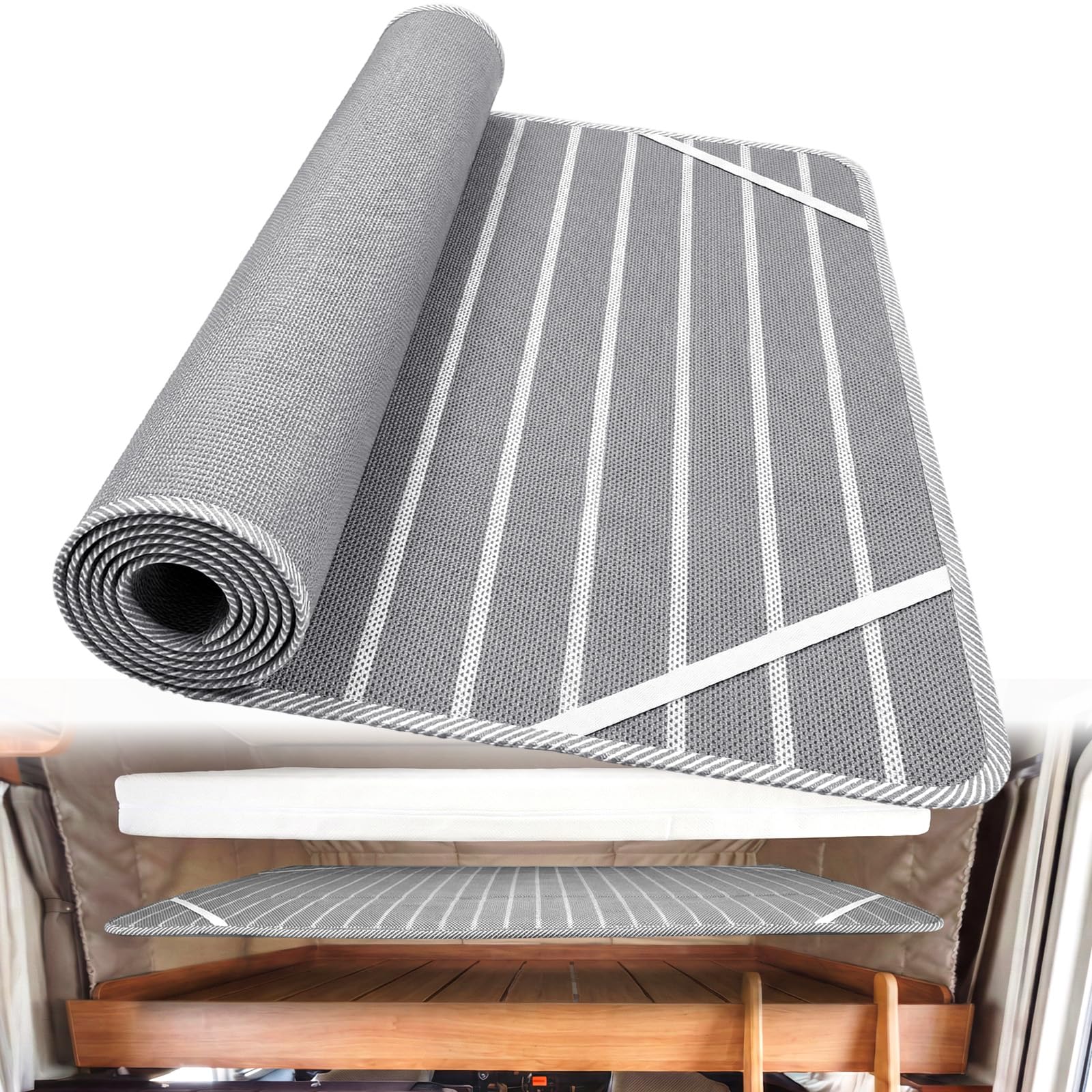 Photo 1 of RV Mattress Underlay Moisture Barrier & RV Under Mattress Ventilation, Mattress Support Board with 4 Straps - 3D Grey Stripe Airflow Pad for Camper, Boat (60 * 80 * 0.3")1046914802
