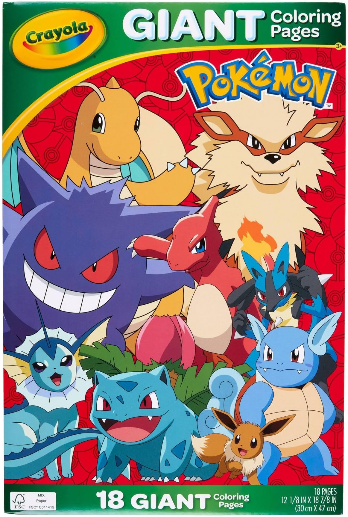 Amazon.com: Crayola Giant Coloring Pages, 12.75" x 19.5" (Pokémon ...