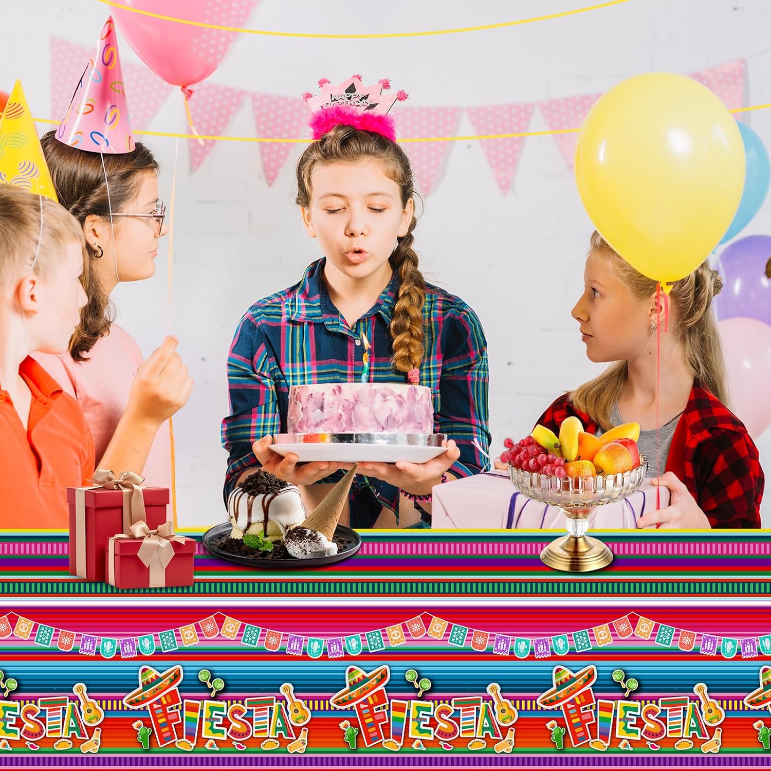 3 PCS Mexican Fiesta Tablecloth, Disposable Plastic Cinco De Mayo Printed Table Covers for Fiesta Taco Night Birthday and Mexican Fiesta Thmed Party Supplies，108 x 54 inch