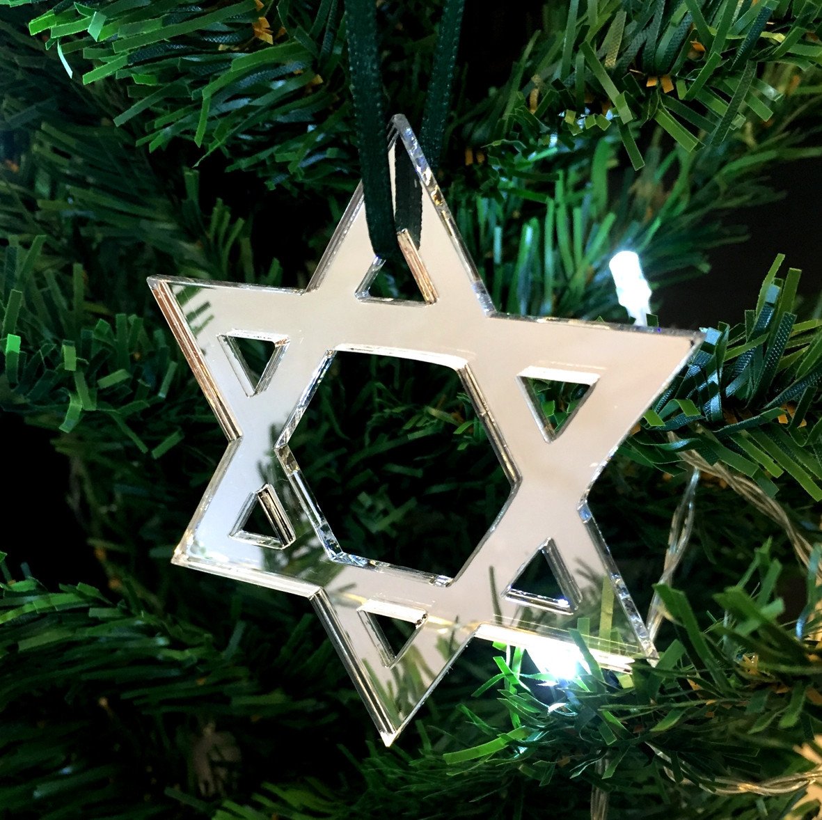 Super Cool Creations Star of David Mirrored Christmas Tree Decorations - Pack of 10