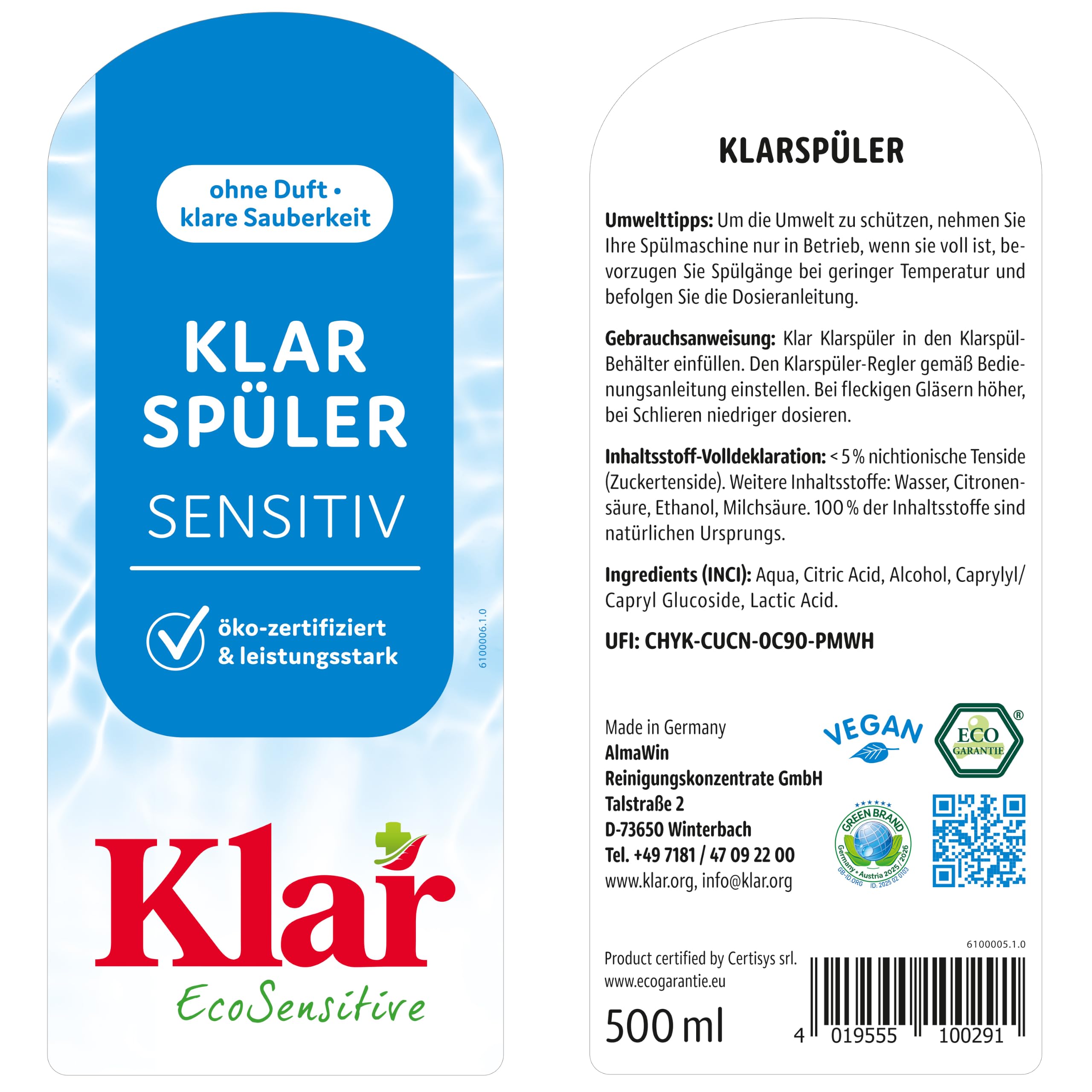Klar zmywarka 500 ml