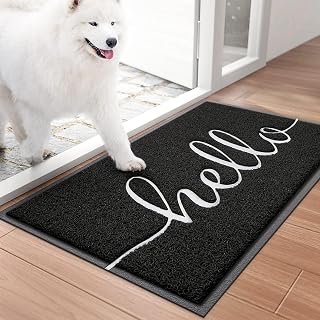 BeneathYourFeet Low Profile Welcome Door Mat 30x17.5 Black - Non-Slip Outdoor Indoor Doormat for Entryway, Patio, High Traffic Areas