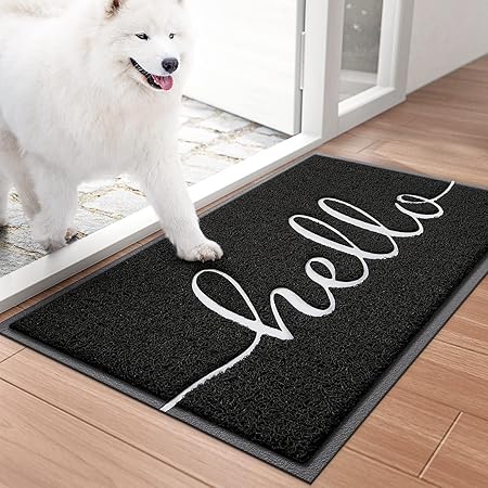 BeneathYourFeet Door Mat (30"x17.5",Black), Welcome Mat Low Profile Front Doormat Floor Mat Non Slip Rugs for Entryway, Patio, High Traffic Areas