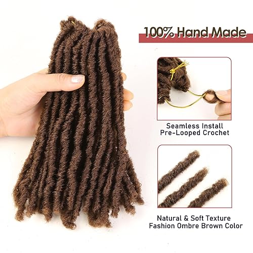 Miniatura 4 de WIGNEE Pelo de ganchillo 120 hebras de pelo sintético de 8 pulgadas, rastas suaves pretrenzadas, rastas de rastas de rastas de 6 paquetes de cabello