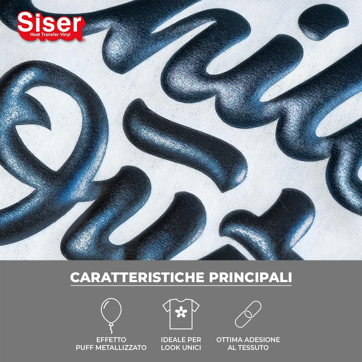 Siser Easy Puff Metallic - Dusk Blue Heat Transfer Vinyl 30 x 50 cm, Thermovinyl 3D Effect with Metallic Finish, Compatible with Cutting Plotters