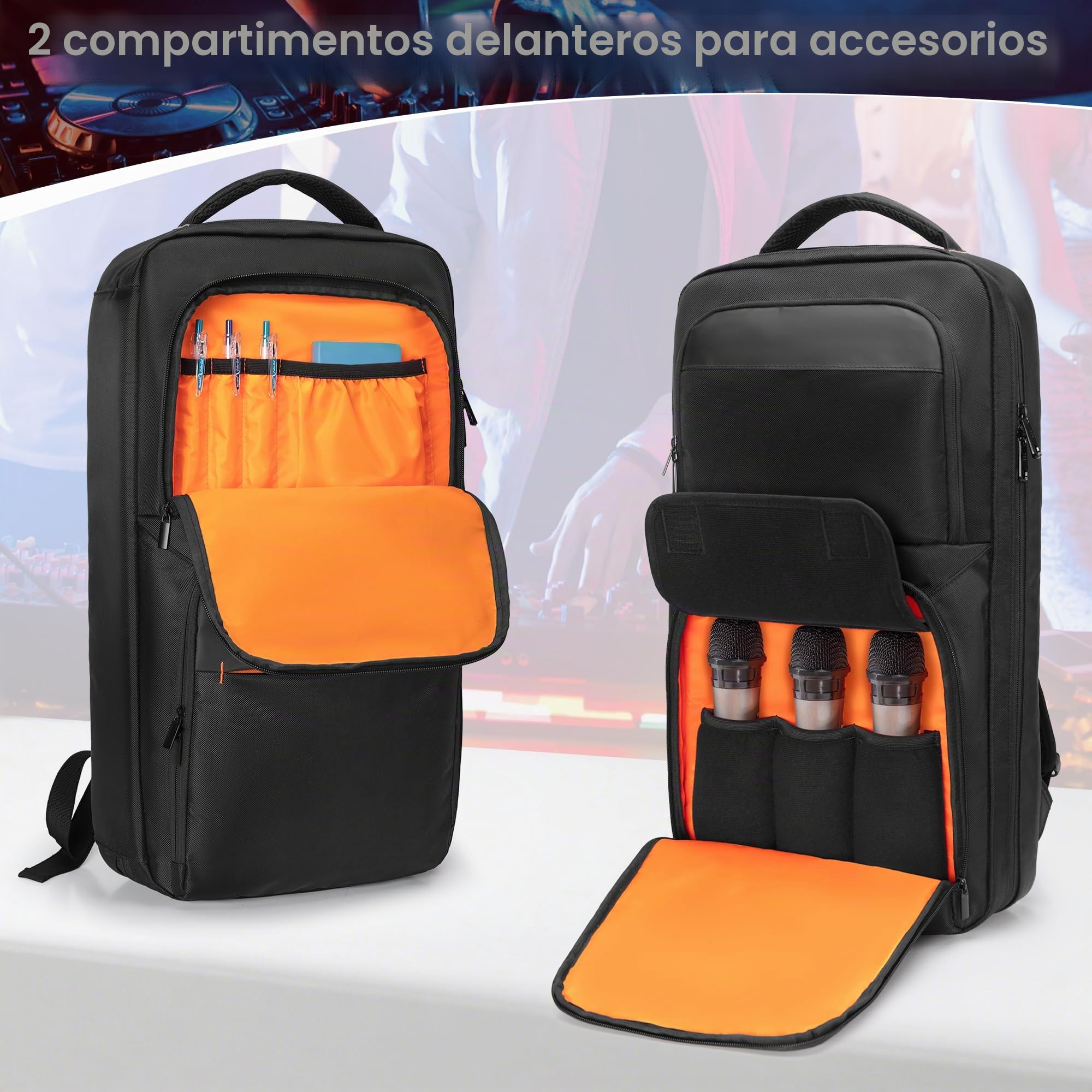 Rexmica Mochila Acolchada para Controladores DJ, Compatible con DDJ 400/DDJ-SB2/DDJ-SB3/DDJ-REV1/DDJ-FLX4, Bolsa con Compartimento para Portátil para Equipos de DJ, Mezcladoras de DJ y Cables