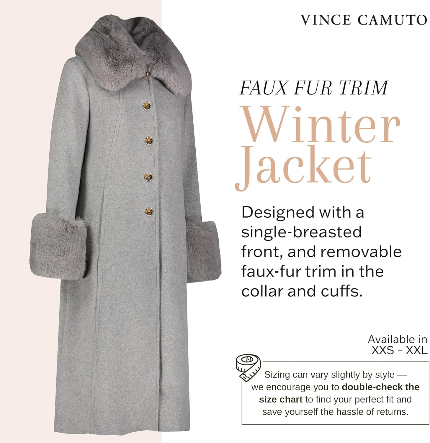 Vince Camuto Trench Coat Women, Wool Coats Women with Fur, Peacoat Womens - Image 3