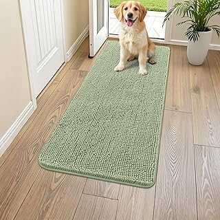Smiry Dog Door Mat for Muddy Paws 47x24, Absorbs Moisture and Dirt Doormat, Non-Slip Washable Quick Dry Chenille Front Doo...