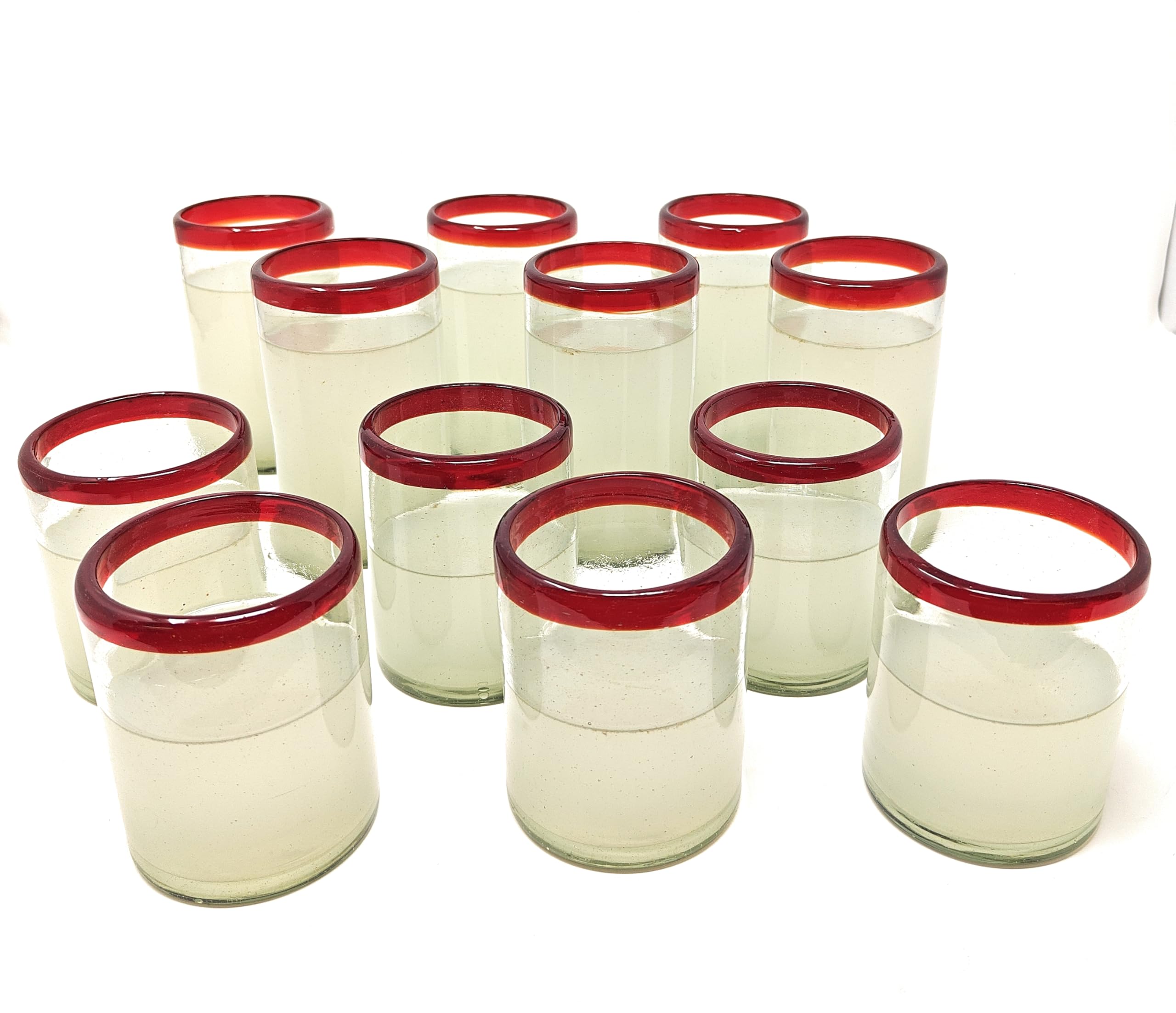 Dos Sue os Mexican Hand Blown Glass Drinkware Set - 6 Drinking Glasses 14oz and 6 Tumbler Glasses