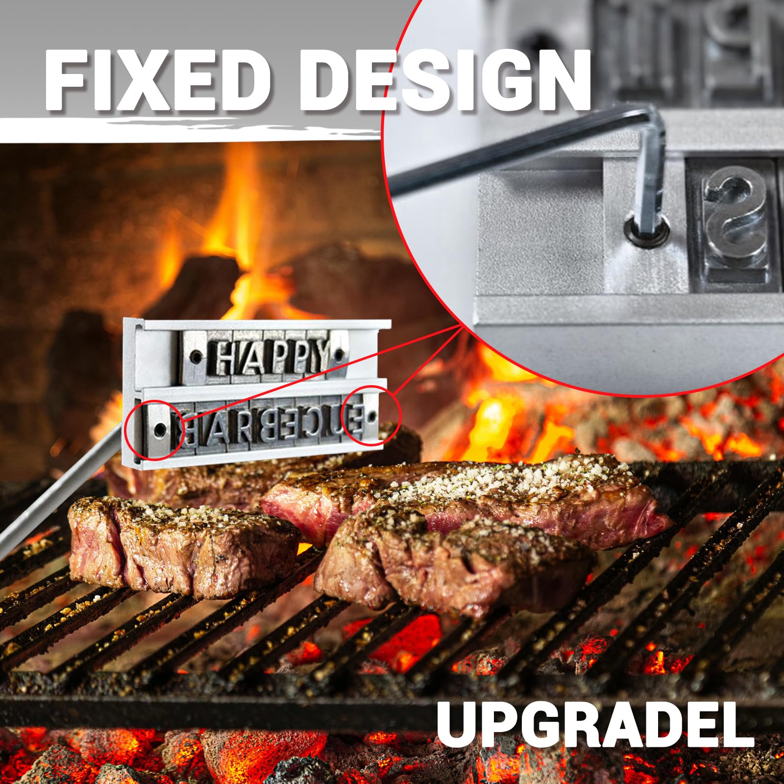 Brennstempel für Holz, Brandeisen für Holz mit Austauschbaren Buchstaben BBQ Grill Brandeisen Personalisiert zum Branding von Steaks, Burgern, Hühnchen, Fleisch