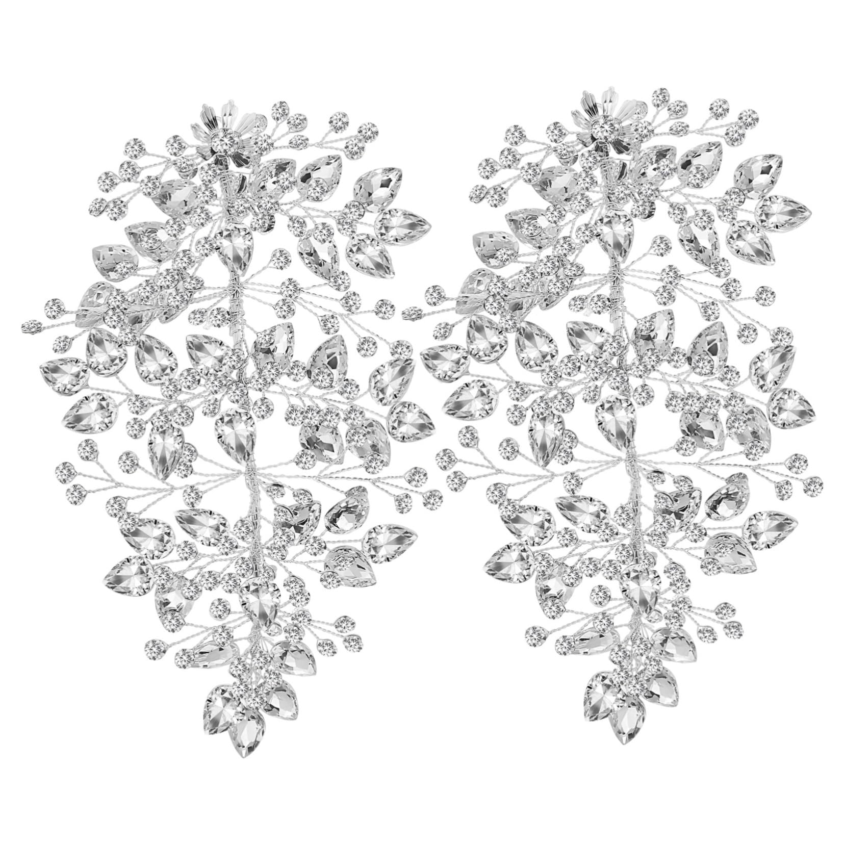 2 Stück Braut Haarschmuck mit Strasssteinen für Hochzeit Damen Silber