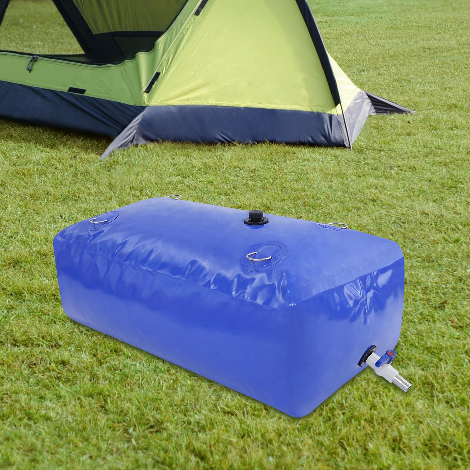 Depósito de agua plegable de 240 l/63,4 galones, burbuja de agua de PVC con salida de acero inoxidable, depósito de agua plegable para uso doméstico, recolección de agua de lluvia, camping, jardín