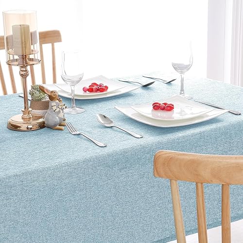 Miniatura 3 de Hiasan Mantel rectangular de lino sintético, resistente a las arrugas y a las manchas, mantel lavable para cocina, comedor, funda de mesa de