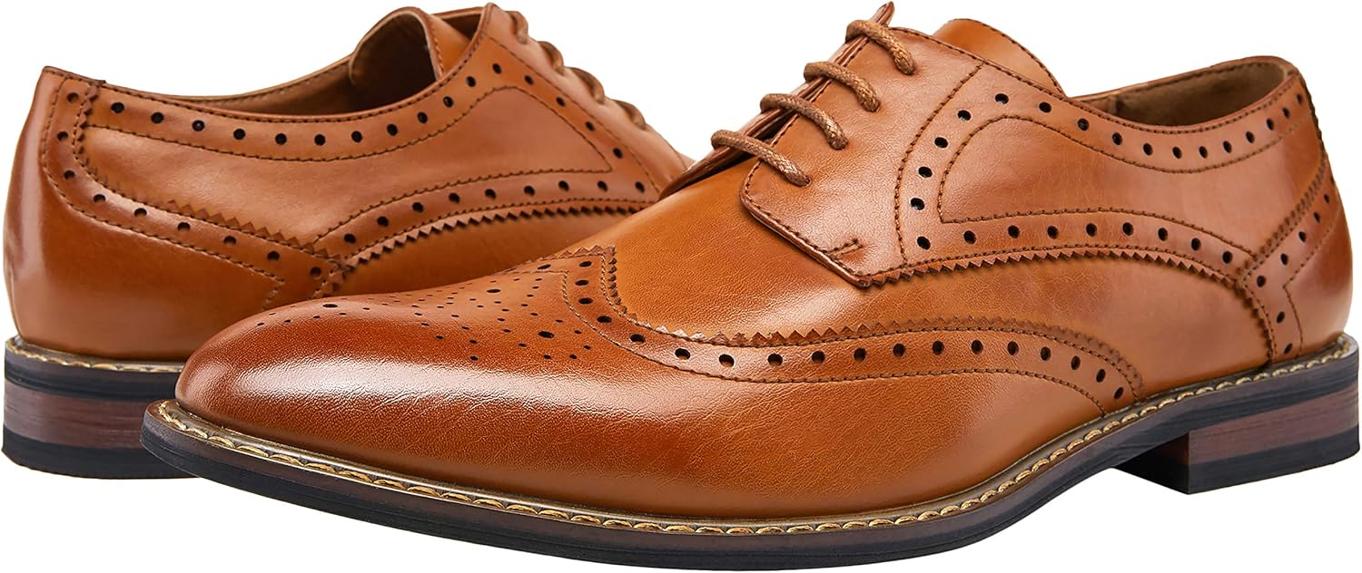 Jousen Men's Dress Cap Toe Shoes Wingtip Brogue Oxfords for Men Business Formal Derby Shoes - Image 6