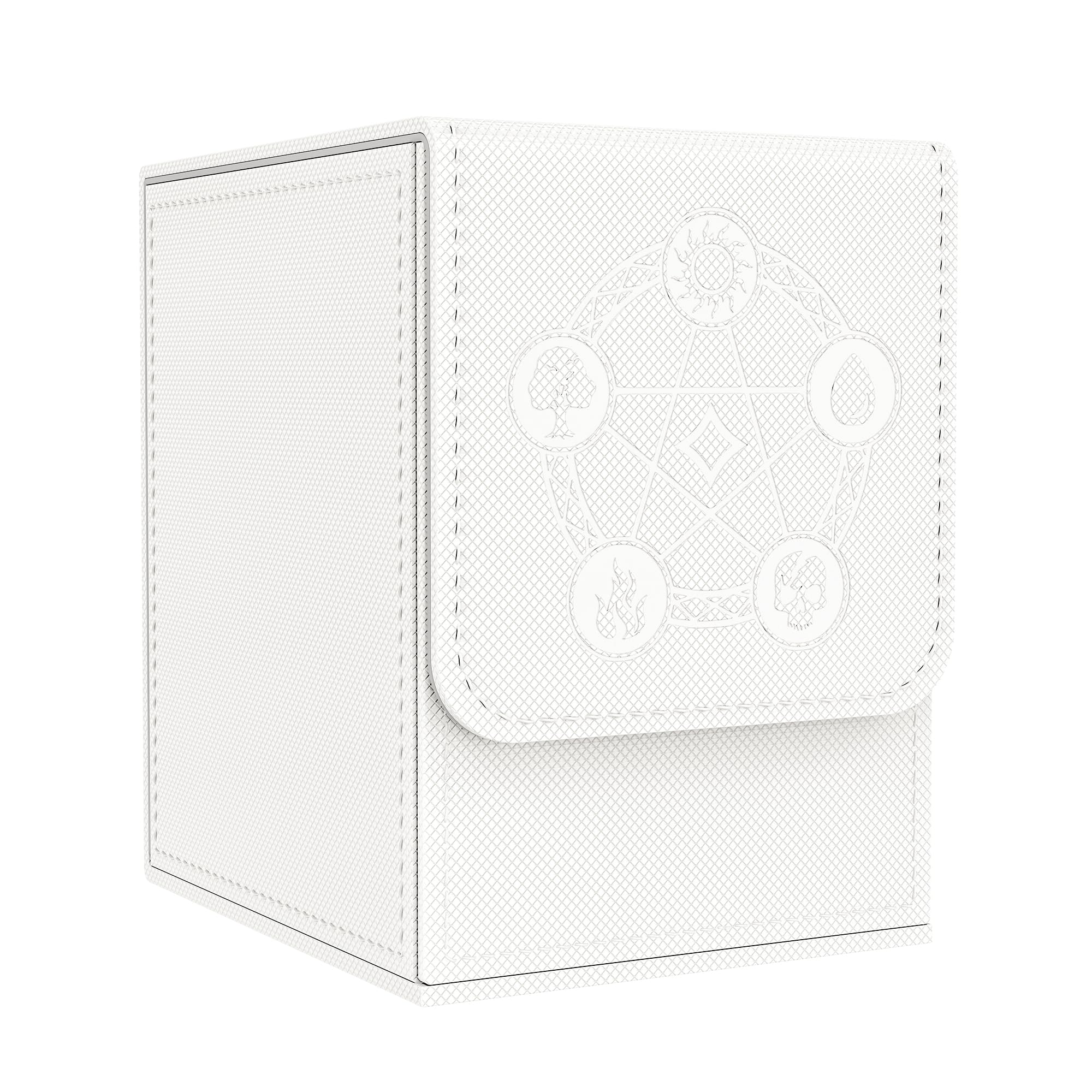 Zettokete Magnetic Card Deck Box with 2 Dividers, Holds 100+ Double Sleeved Cards, PU Leather Deck Case Fits for MTG Commander Decks and Magic Cards, White — image 1