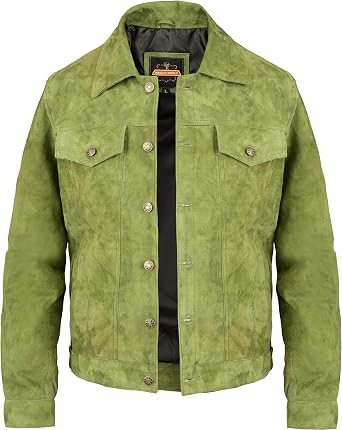 Vintage Trucker Leather Suede Jacket Men - Denim Classic Biker Cafe Racer Western Jacket