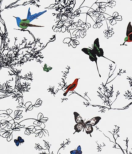 Papel para empapelar autoadhesivo con diseño floral y pájaros, decorativo, extraíble, para pared, para dormitorio