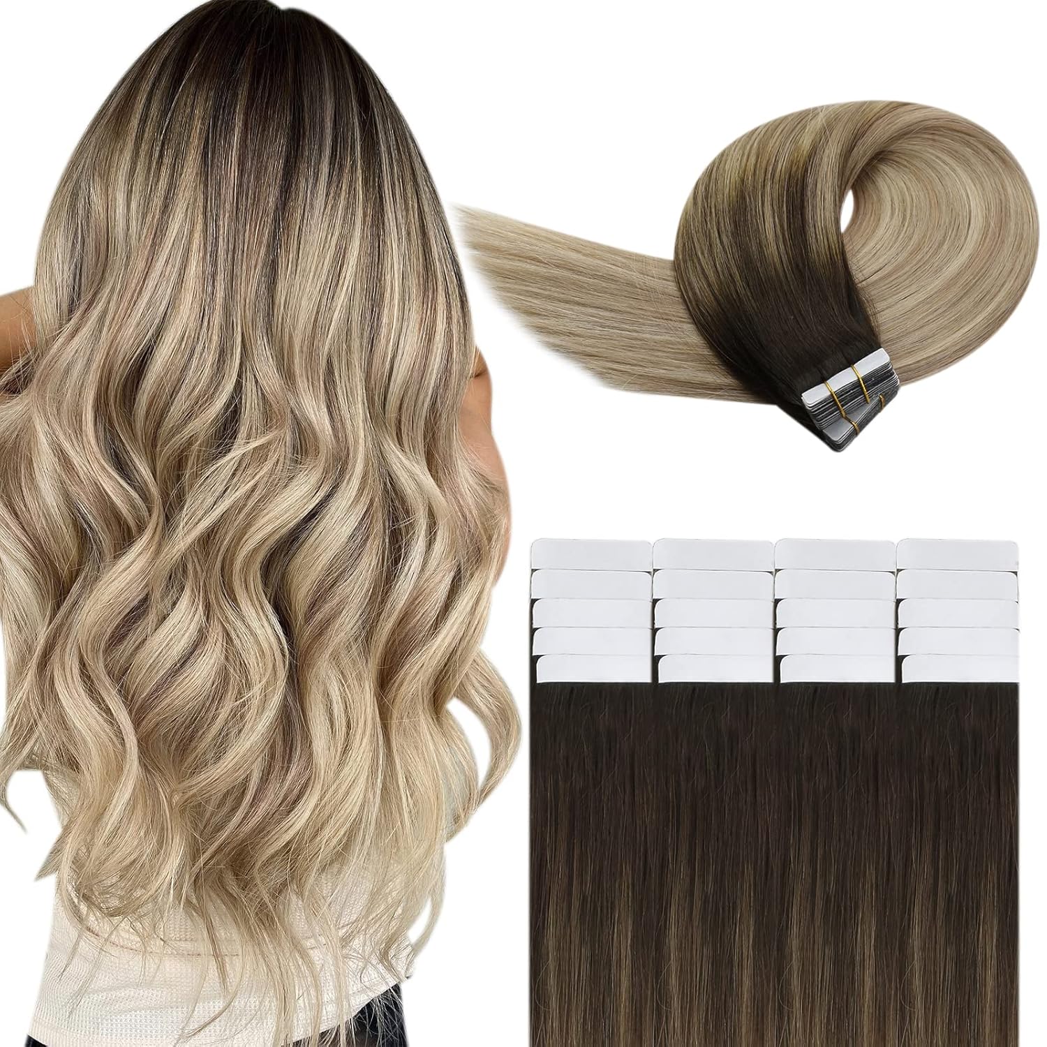 YoungSee Tape in Extensions Echthaar Braun Echthaar Extensions Tape