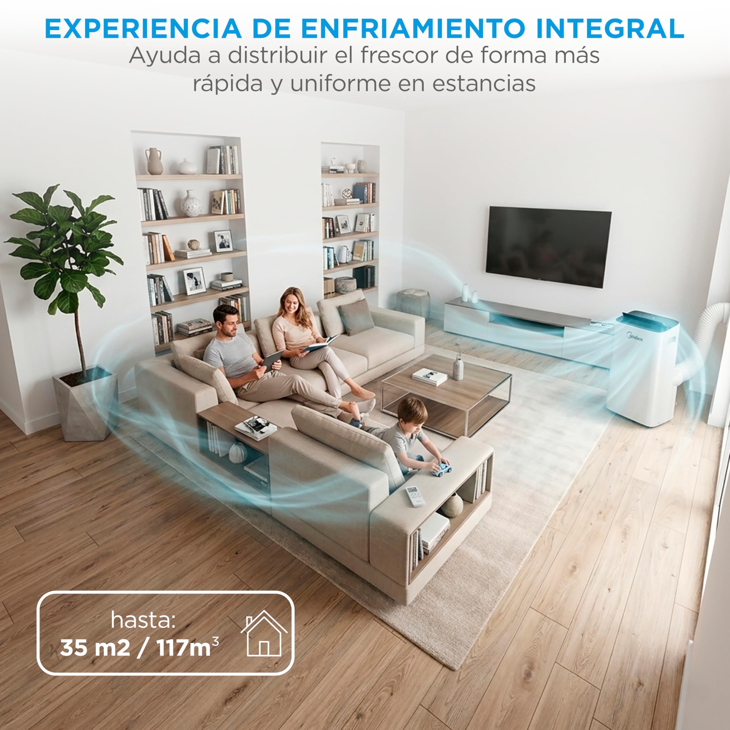 MIDEA Pingüino Aire Acondicionado Portátil 4 en 1 | 3000 Frigorías/12.000 BTU con Control por App | Climatizador y Deshumidificador hasta 35m2 - Modo Sleep, Mando a Distancia | Incluye kit de ventana