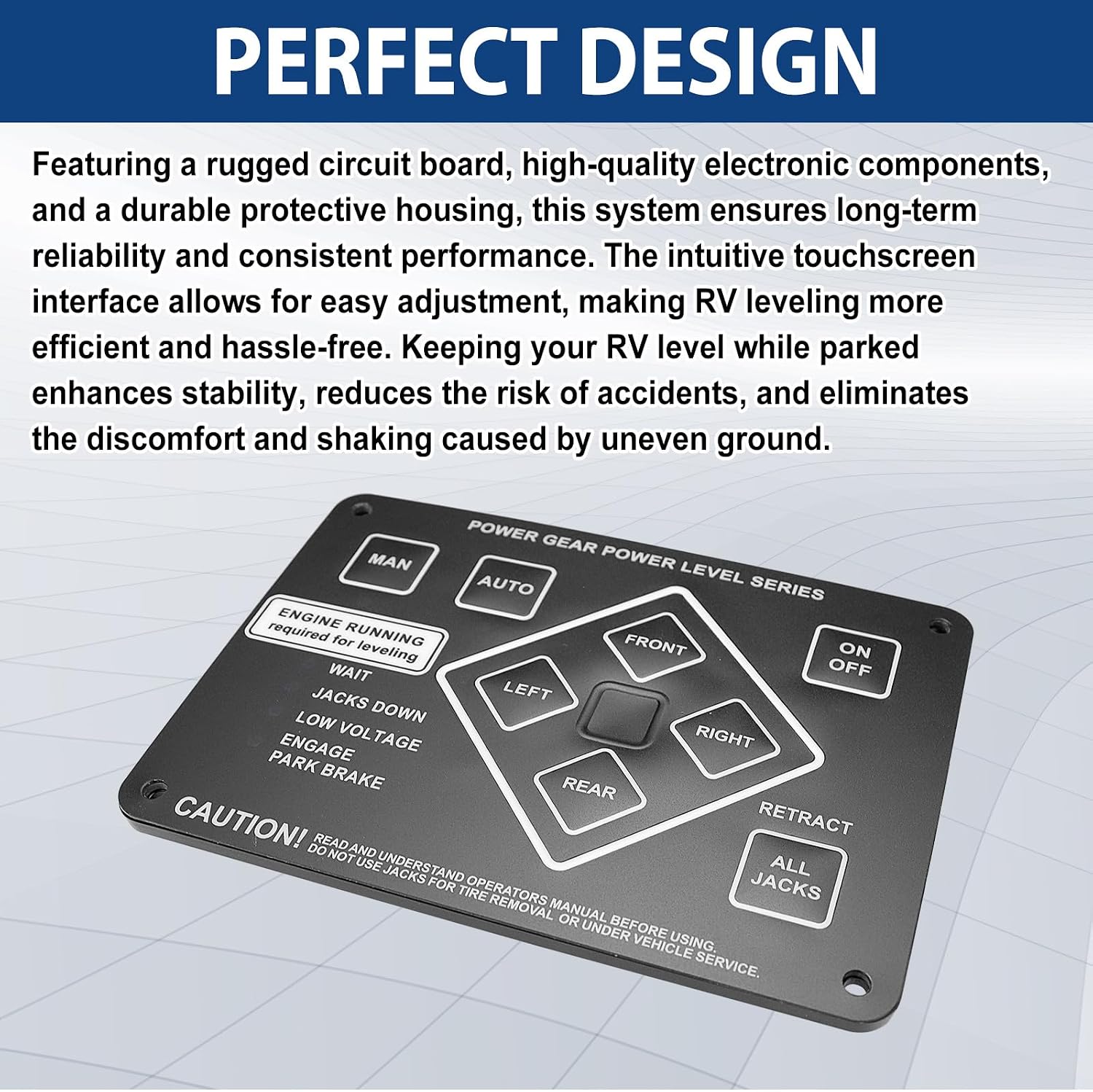 368991 RV Leveling Touch Control-Panel - with Harness Adapter Compatible with Lippert/Kwikee Ground Control and Travel Trailer Leveling System Replace# 359080, 359072, 140-1226, 500629, 500629S