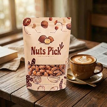 Nuts Pick Honey Roasted Almonds – Crunchy Sweet Whole Almonds with Honey Sugar Coating 500g
