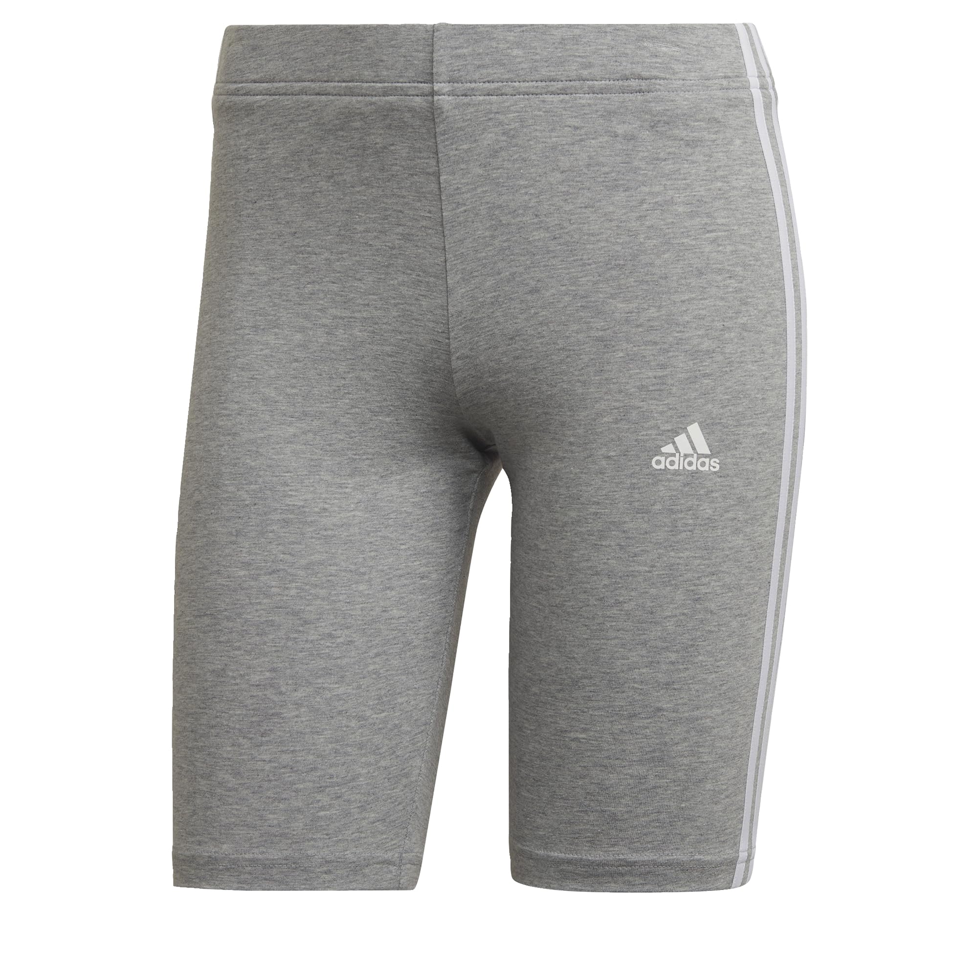 adidas Women's Essentials 3-Stripes Bike Shorts, Medium Grey Heather/White, XS