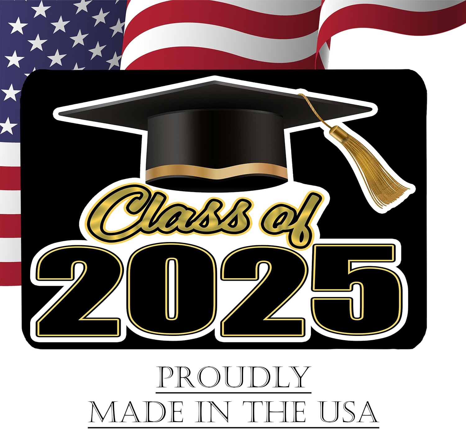 Congratulations Class of 2025 Graduation Yard Sign Home Decor Lawn Decoration With Stake Senior High School College Graduate Black (Pack of 2)