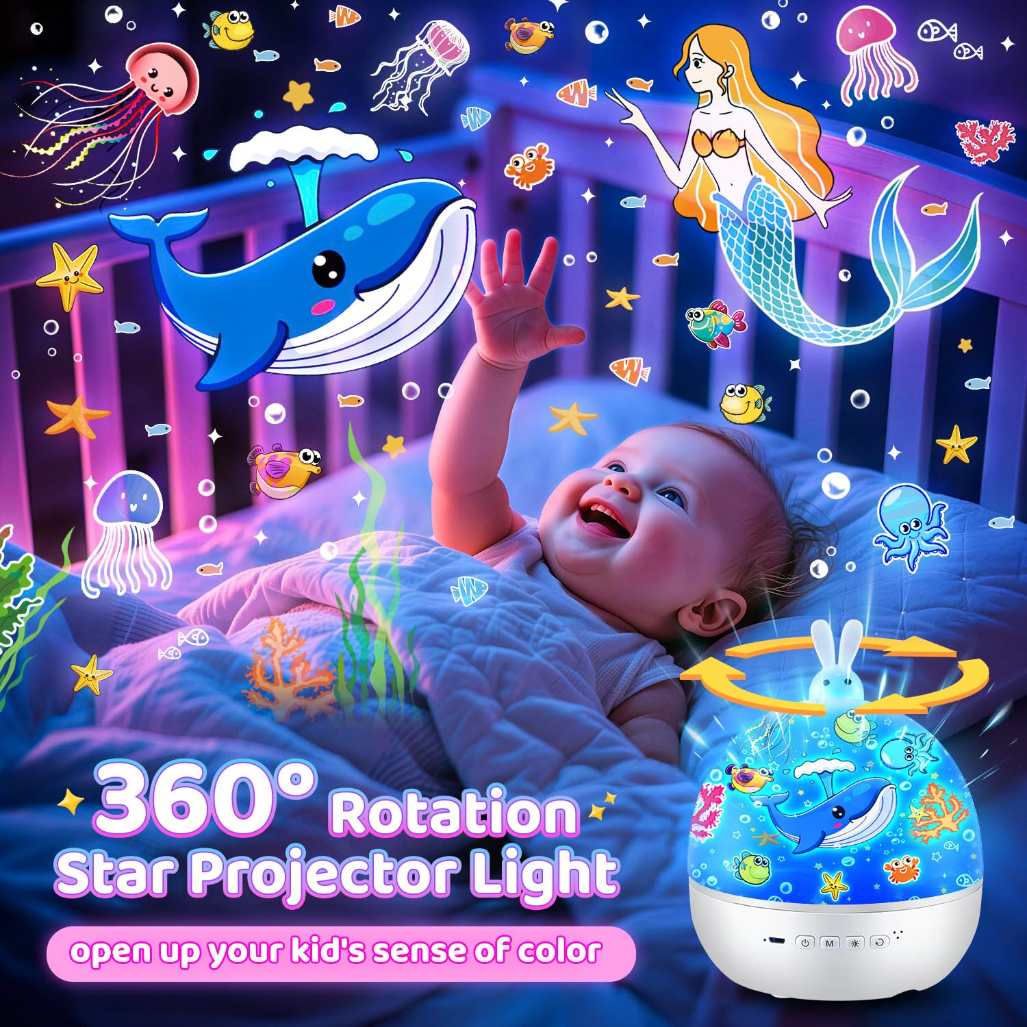 One Fire [Caja de Regalo] Proiettore Stelle Soffitto, 15 Films Luce Notturna, Bluetooth Musica 360° Lampada Proiettore, USB Ricaricabile Regalo Bambini