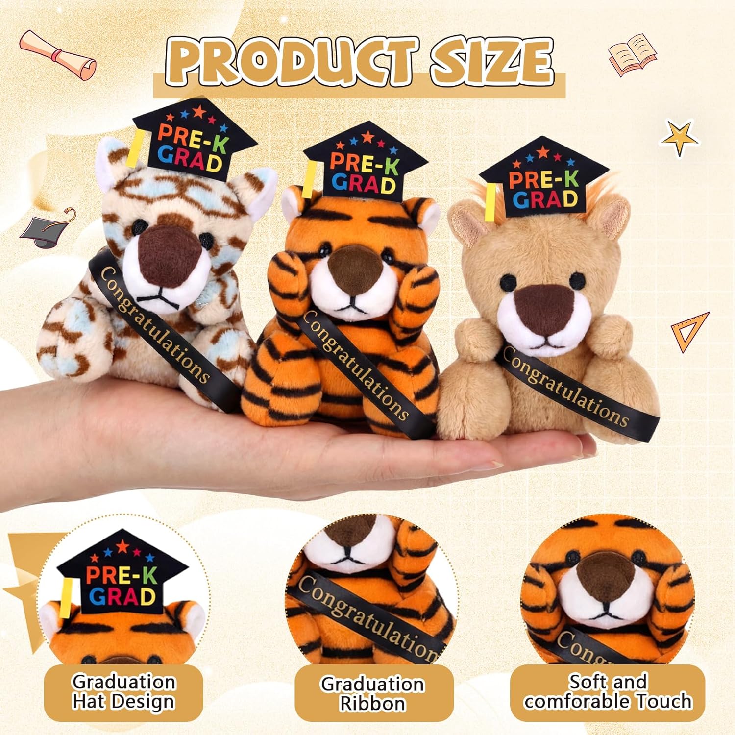 Blueweenly 24 Pcs Preschool Graduation Stuffed Animal Bulk Plush Toys with Pre-k Grad Hat Congrats Grad Small Animal Doll Party Favor Class of 2026 Plush Keychains for Pre K Kindergarten Exchange Gift