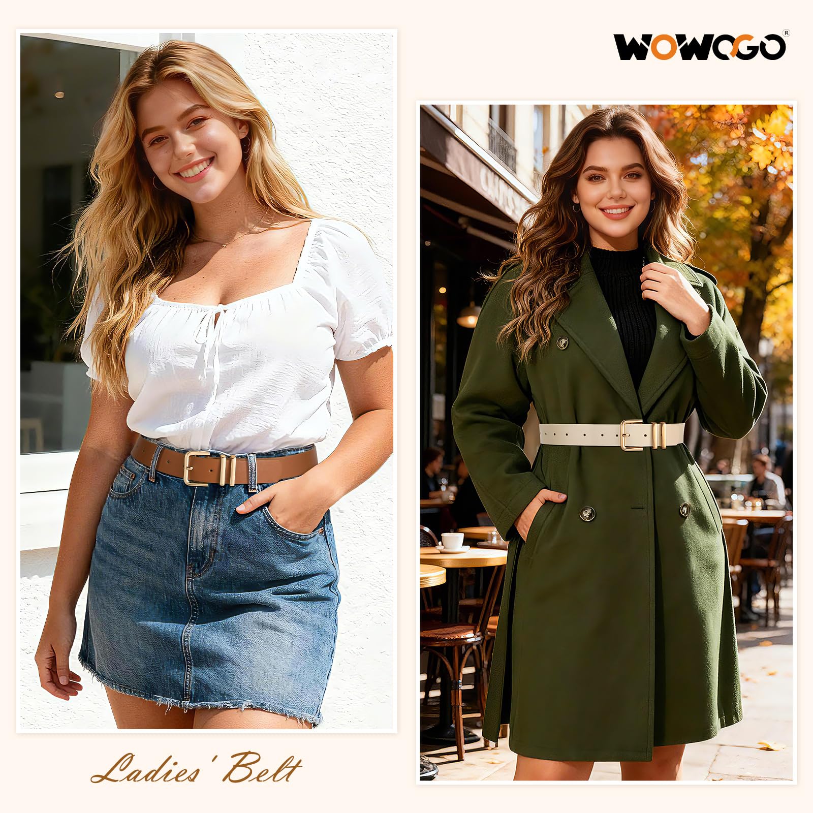Paquete de 3 cinturones de cuero para mujer, para jeans, vestidos, pantalones, cinturones de cintura de moda para mujer con hebilla dorada y plateada