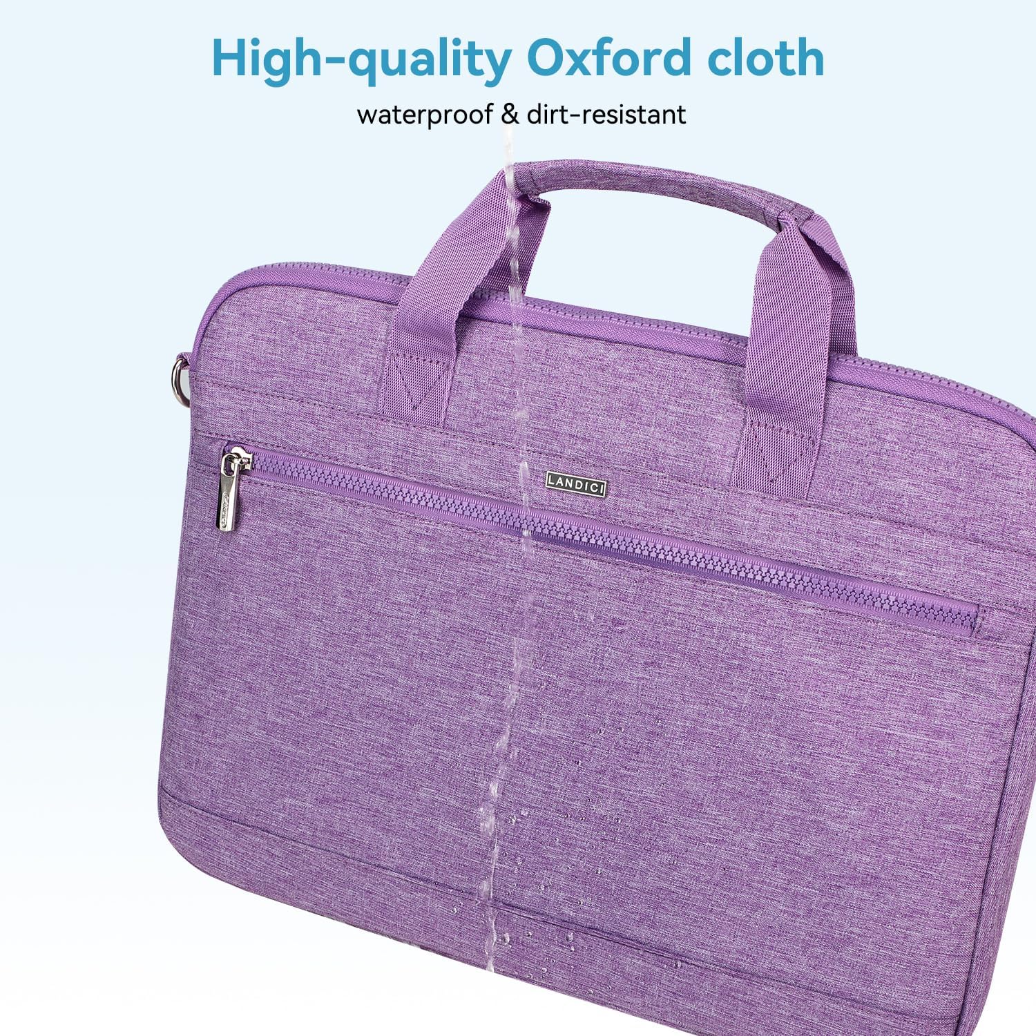 LANDICI 360° Protective Laptop Bag Case 15.6-16 Inch with Shoulder Strap, Waterproof Computer Sleeve Cover for MacBook Pro 16, Acer HP Lenovo Dell ASUS Laptop, Slim Briefcase for Women, Purple - Image 4