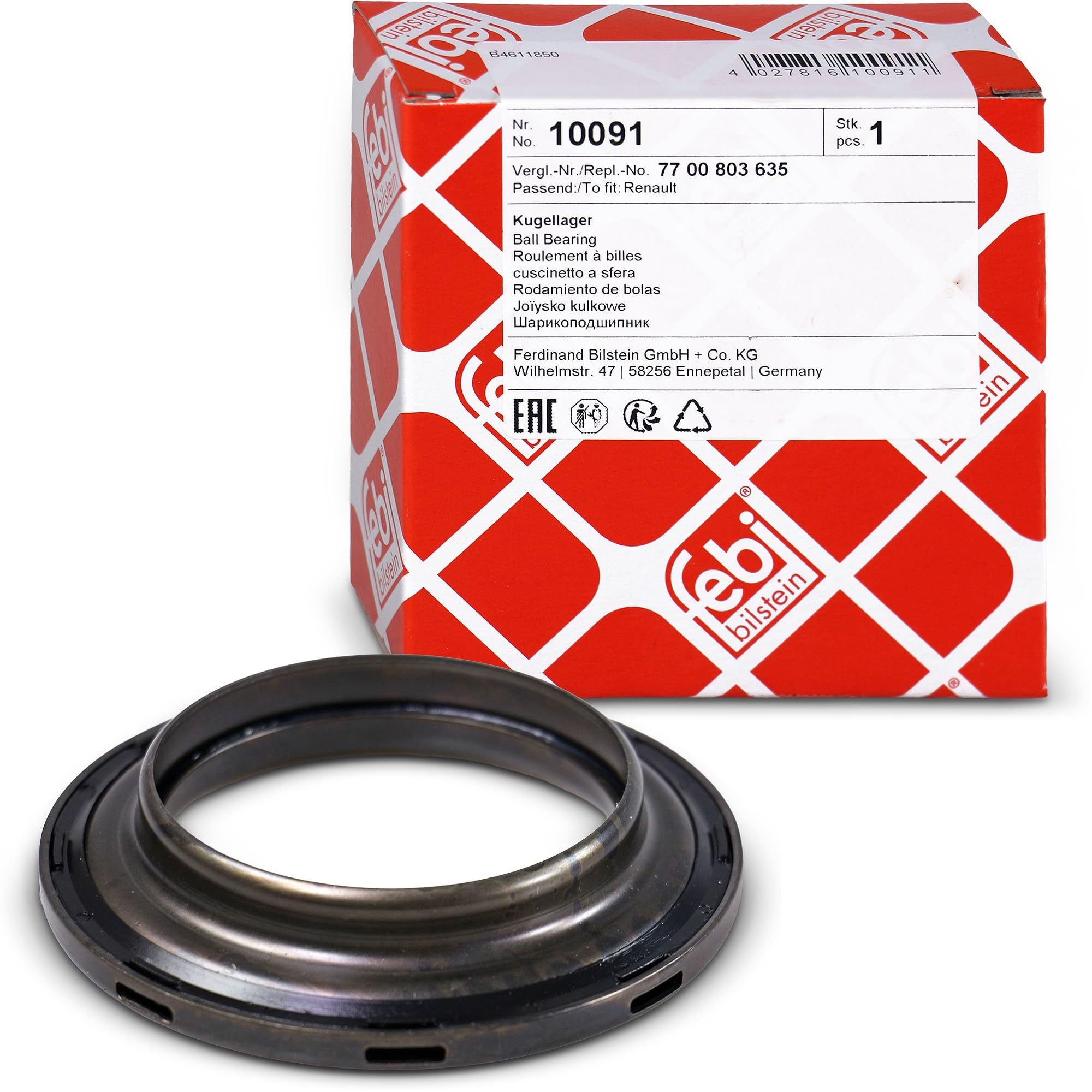 Febi Bilstein 10091 Ball Bearing Strut Top Mounting 1 Pack New