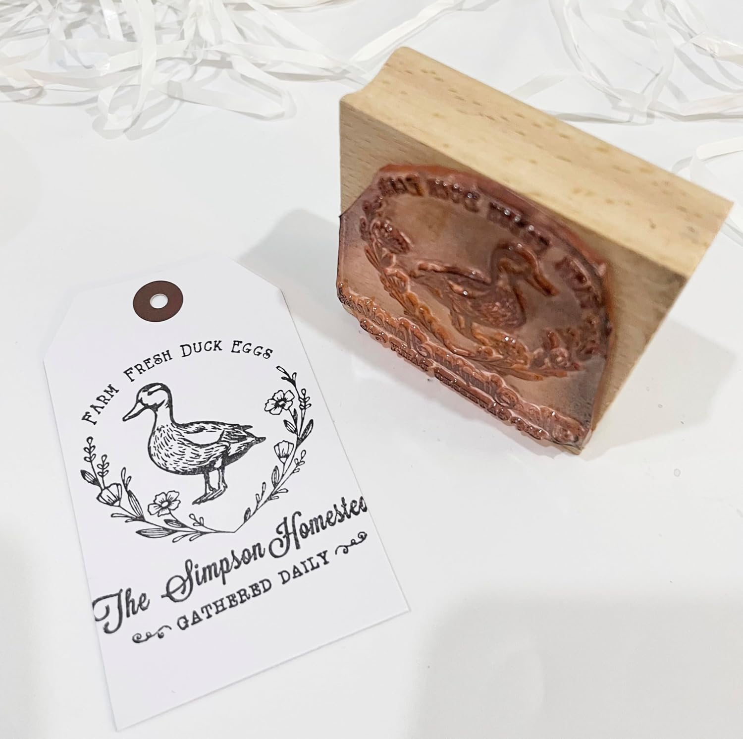 Personalized Farm Fresh Eggs Ranch Carton Stamps Duck Eggs Gathered Daily Stamper Wooden Rubber Stamp (3x3 inches)