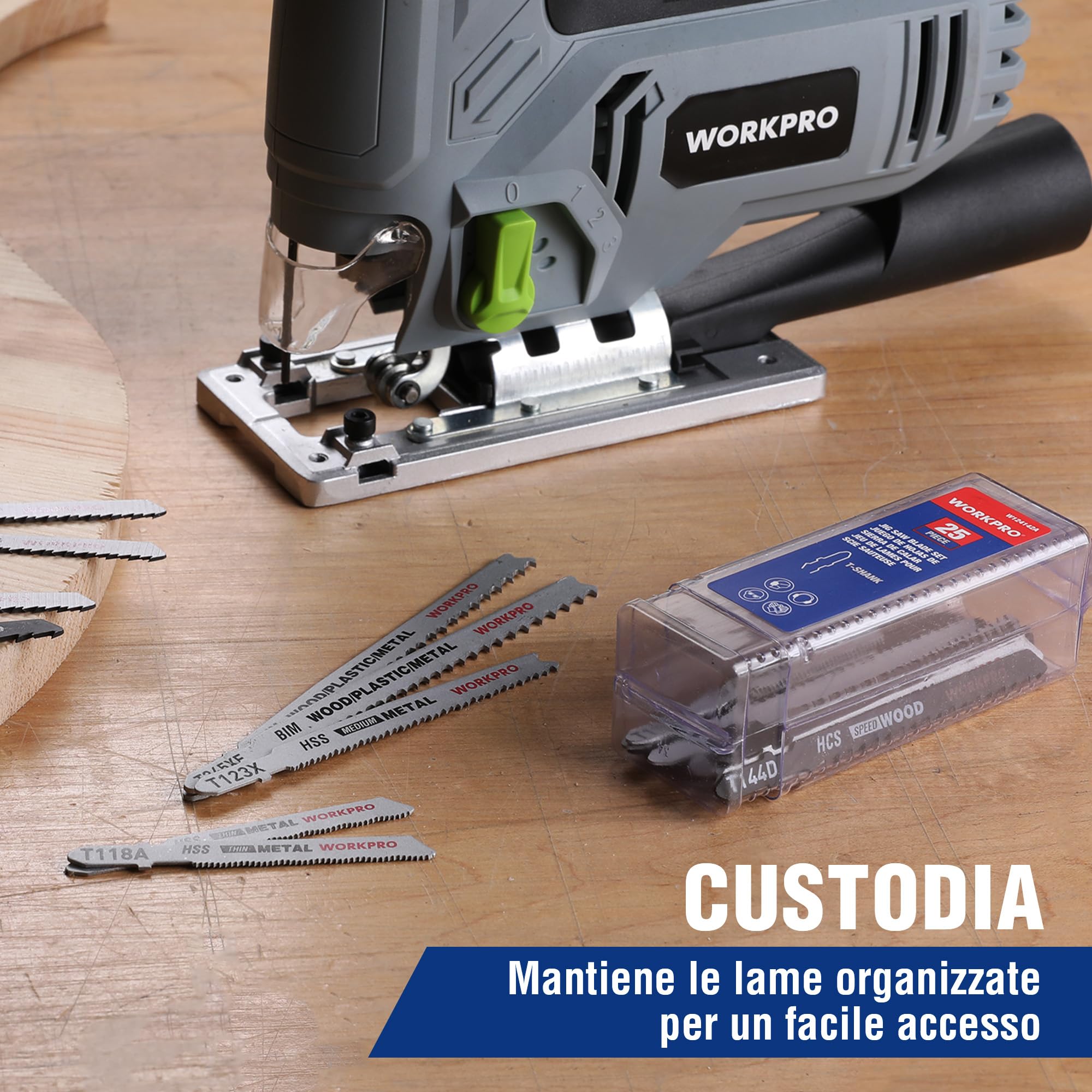 WORKPRO Set di Lame per Seghetto Alternativo 25 Pezzi per Taglio Legno e Metallo, Compatibile con Maggior Parte delle Marche