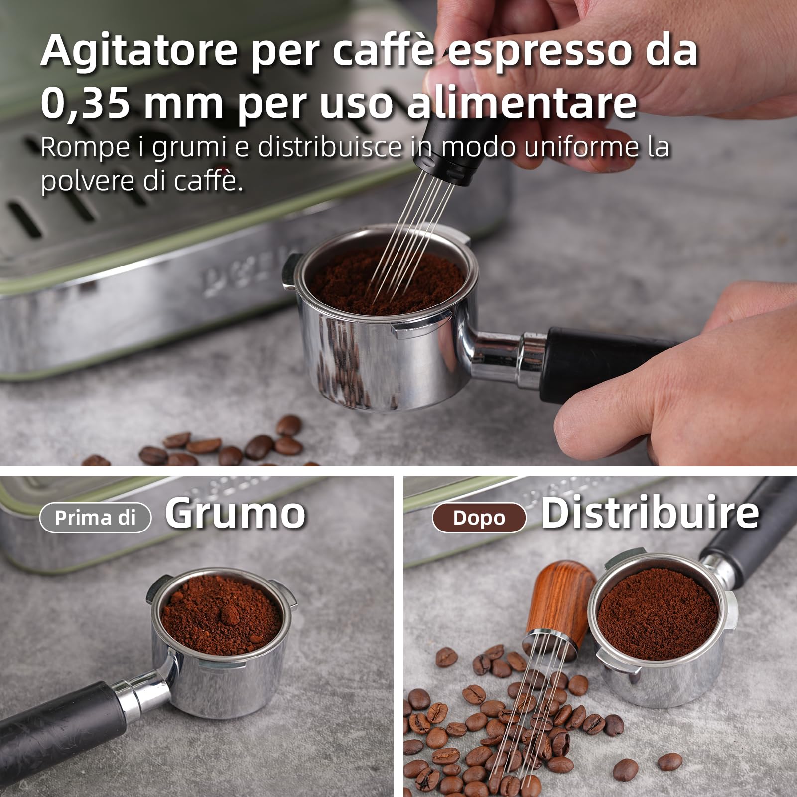 Kit Accessori Caffè Espresso 51 mm, WDT Tool, Anello Dosatore e Puck Screen 51 mm, Set Barista per Portafiltro 51mm, Accessori per Macchine da Caffè Espresso