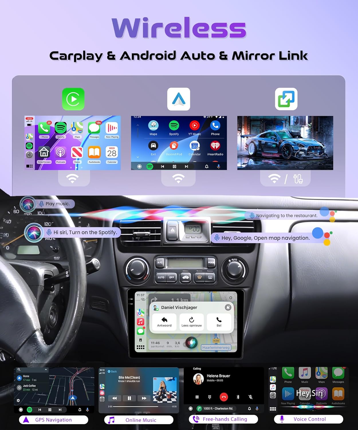 4Core 4G+128G Android 15 Car Radio for Honda Accord 6th 1998-2003, Rimoody Car Stereo Wireless Carplay Andorid auto 9'' INCELL Screen GPS WiFi Bluetooth 5.0 FM/RDS EQ SWC Backup Camera