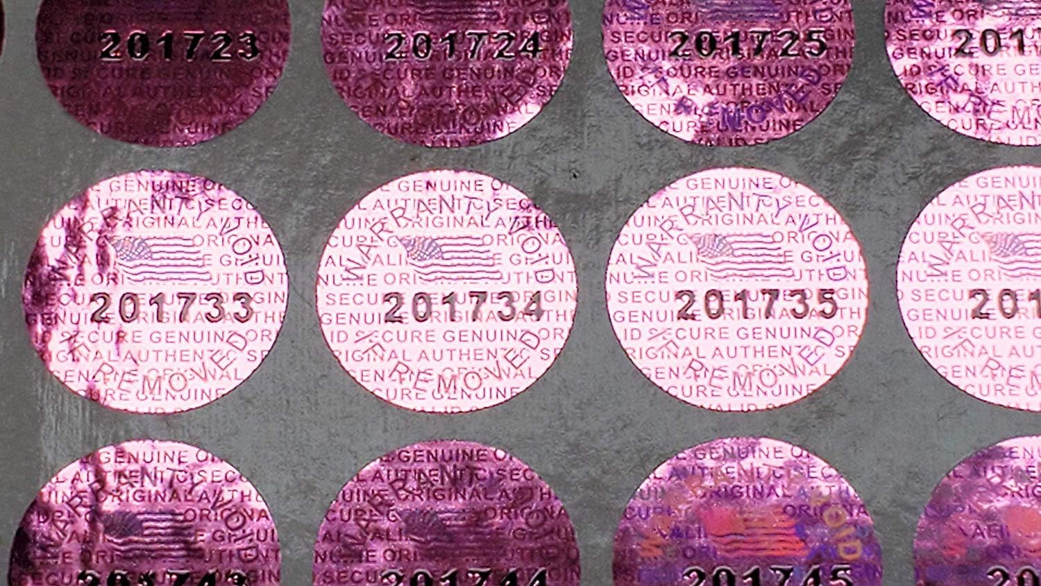 Purple Color 14 MM (0.53 inch) Round with Serial Number Hologram Labels Tamper Evident Stickers Security Void Seals Labels - Dealimax Brand (1000)