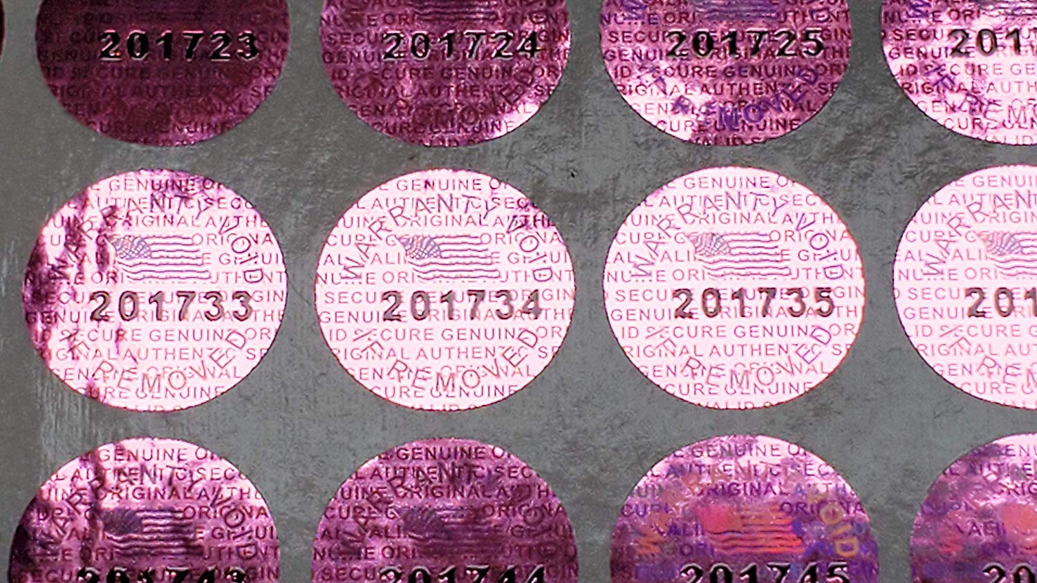 Purple Color 14 MM (0.53 inch) Round with Serial Number Hologram Labels Tamper Evident Stickers Security Void Seals Labels - Dealimax Brand (100)