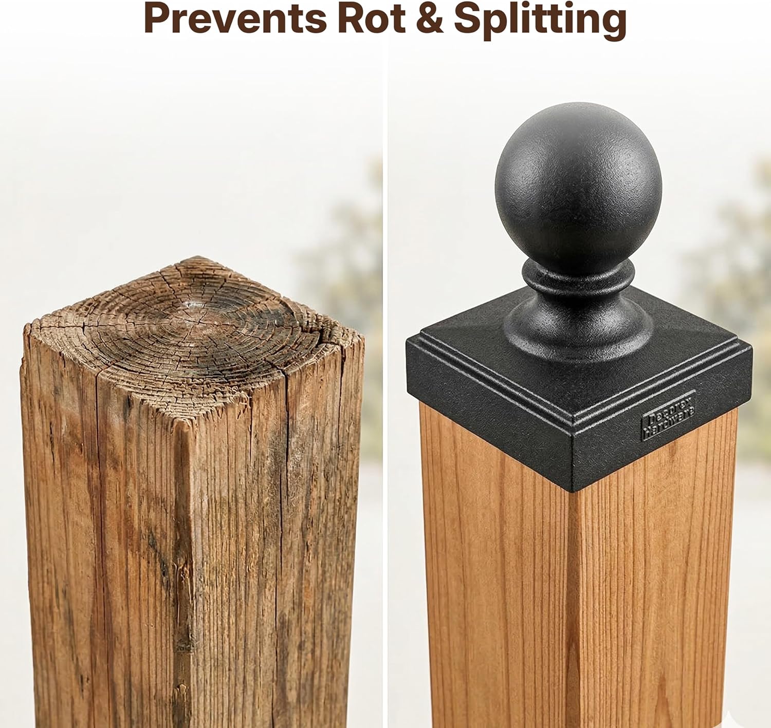 5.5" x 5.5" Heavy Duty Aluminum Ball Post Cap for True/Actual 5.5" x 5.5" Wood Posts - Black (Works ONLY with Actual 5.5" x 5.5" Posts. Will NOT Work with Actual 6" x 6" Posts)