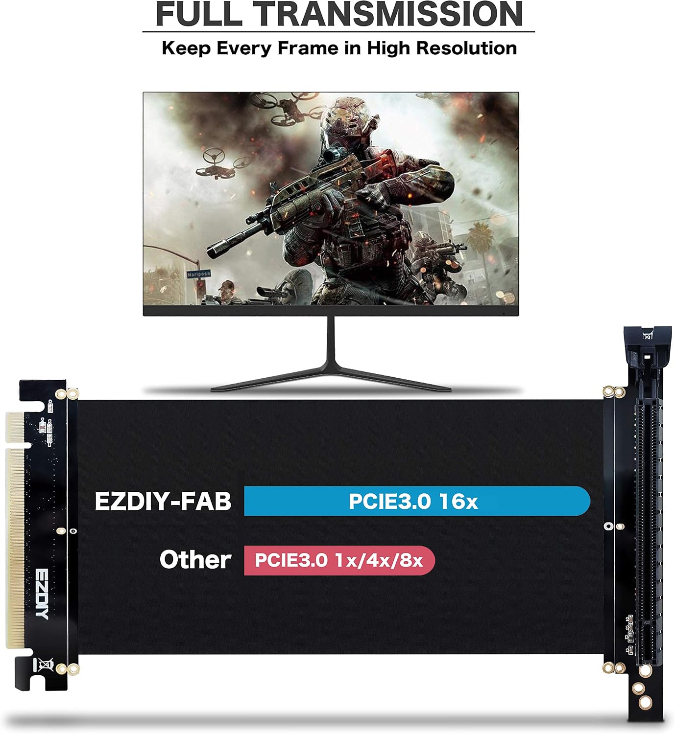 EZDIY-FAB New PCI Express 16x Flexible Cable Extension Port Adapters, High Speed PCIE Riser Cable 90 Degrees, Fit with FD R6 Case -20cm