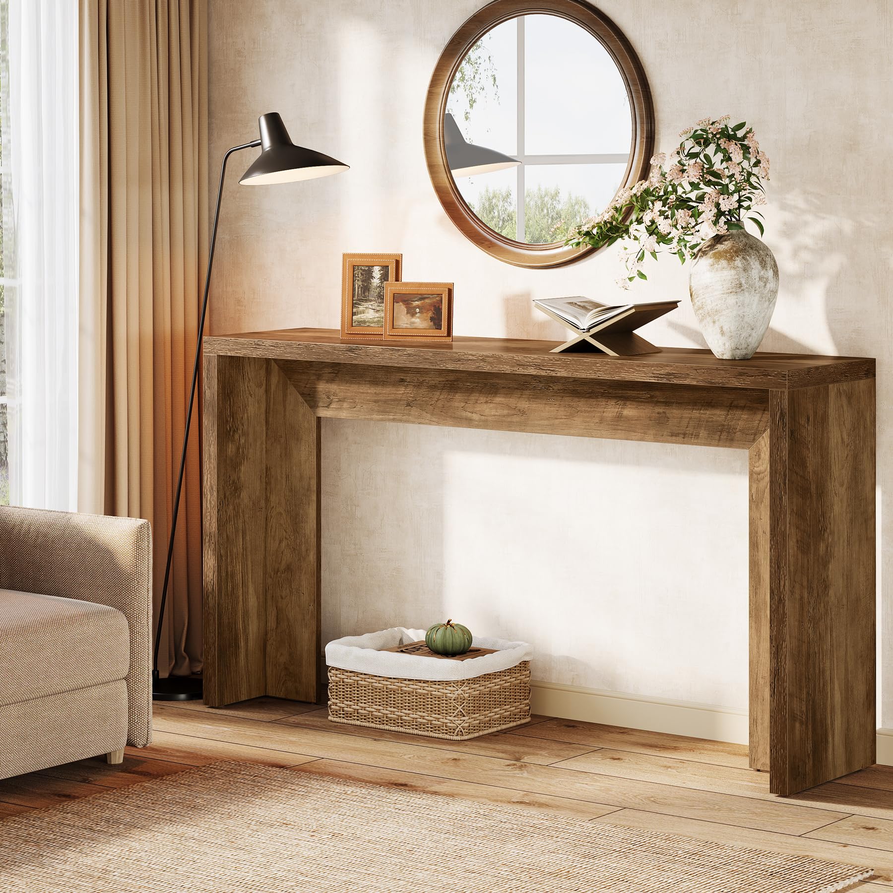 Tribesigns Table Console, 160 x 30 x 80 cm, Table d'appoint, Table d'entrée en Bois Rustique
