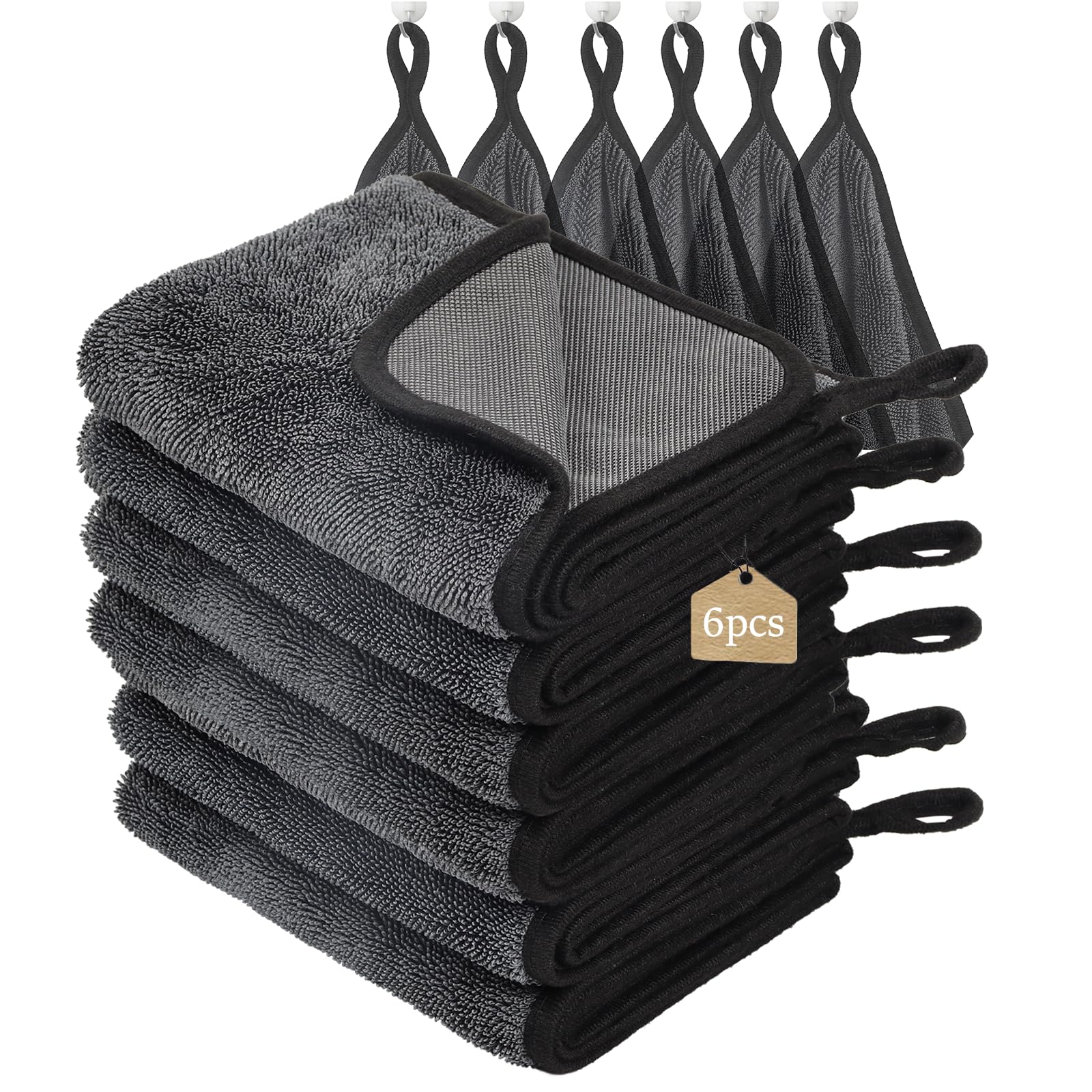WUFANC Trockentuch Dusche 2er Pack - Mikrofasertücher Auto Trockentuch, Fussel und Streifenfrei, Extrem Saugfähig - Microfasertücher Handtücher 60x40cm für Verschiedene Anlässe