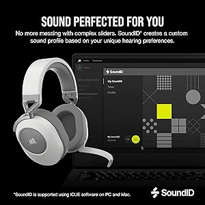 Corsair HS65 Wireless Multiplatform Gaming Headset with Bluetooth - Dolby Audio 7.1 - Omni-Directional Microphone - iCUE Compatible - PC, Mac, PS5, PS4, Mobile - White