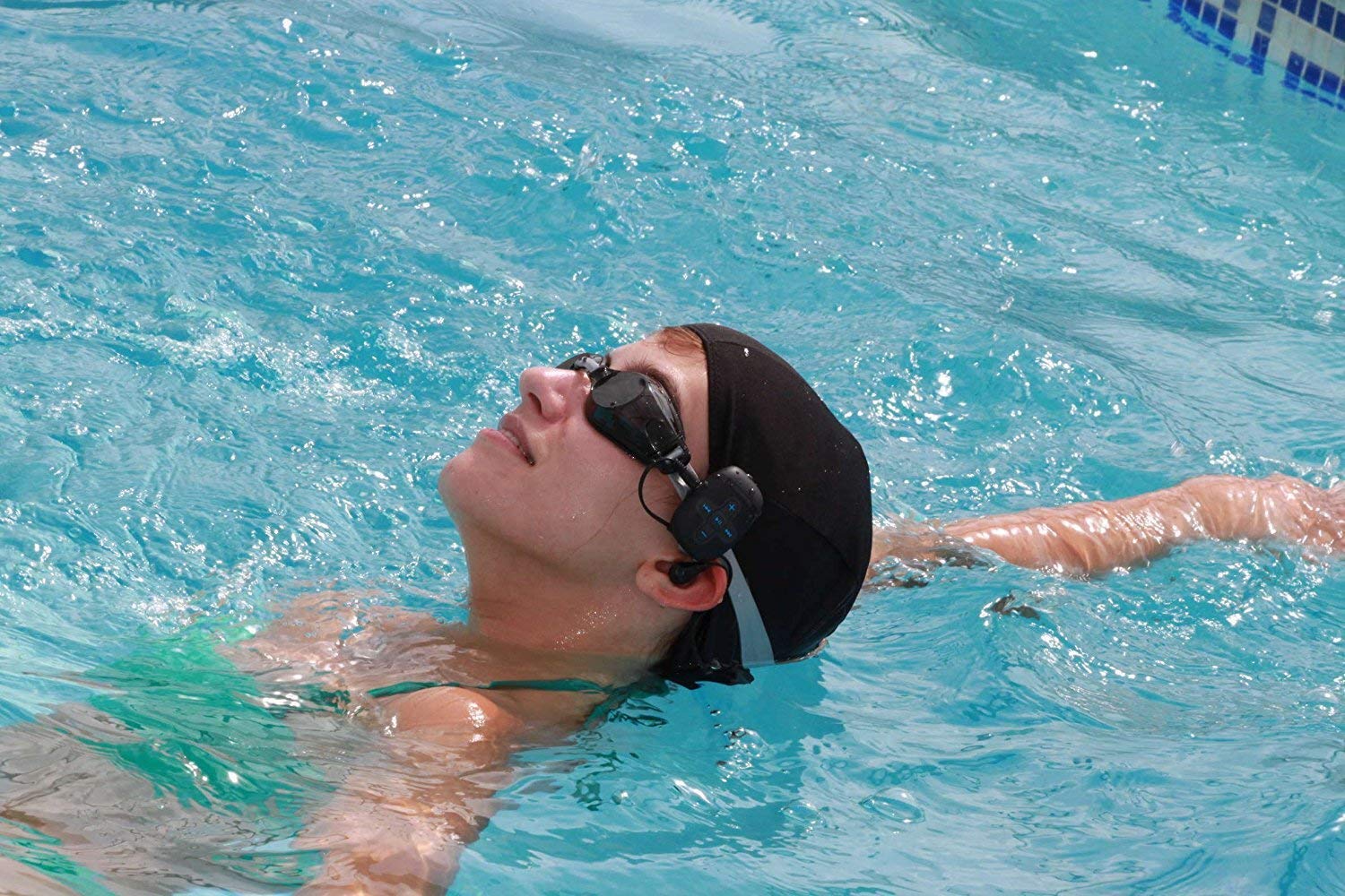 Lettore MP3 Subacqueo Impermeabile IPX8, HIFI MP3 Subacqueo Nuoto per Nuoto e Corsa, Cuffie Subacquee con Cavo Corto (3 Tipi Di Auricolari), Funzione Shuffle (Blu)