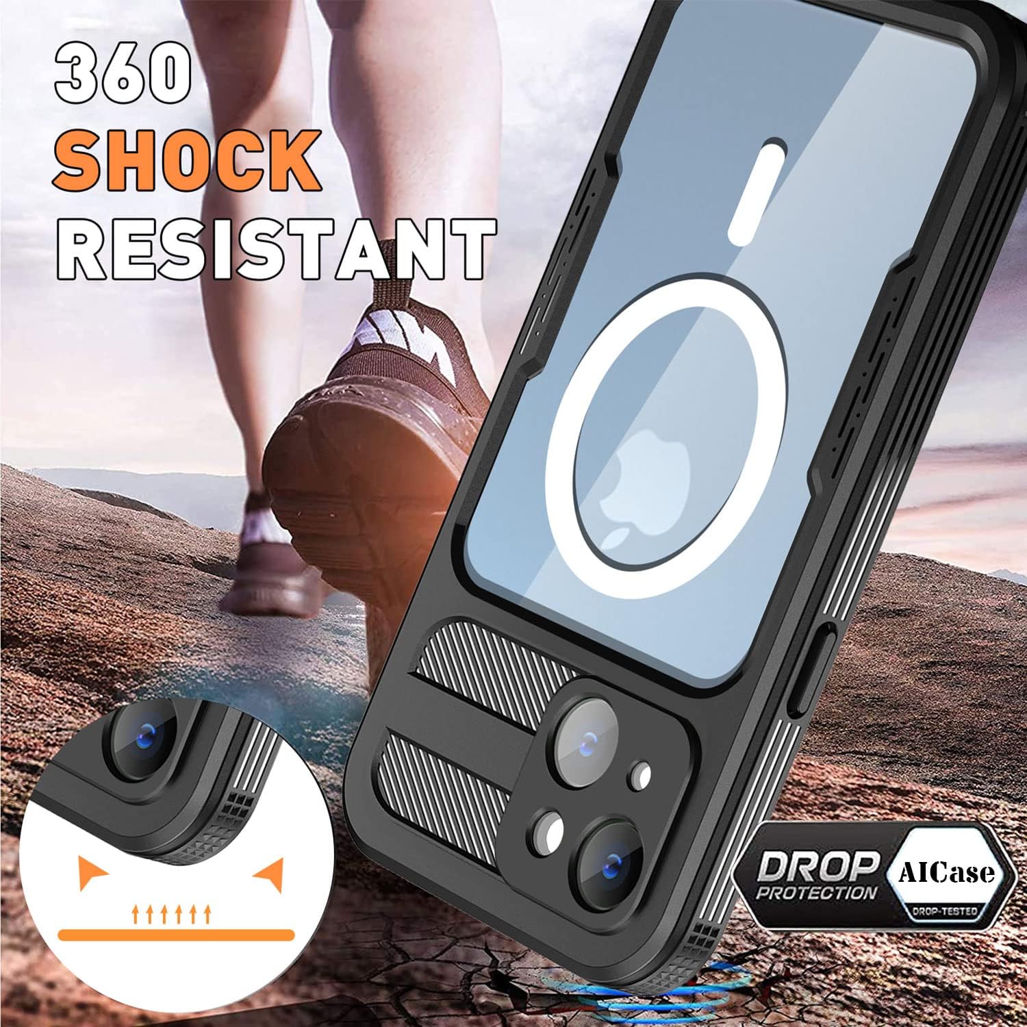 AICase Waterproof Case for iPhone 14(6.1") with MagSafe Support Snowproof,Dustproof and Shockproof, IP68 Certified Full Body Protection Fully Sealed Underwater Cover for iPhone 14 2022 Black - Image 6