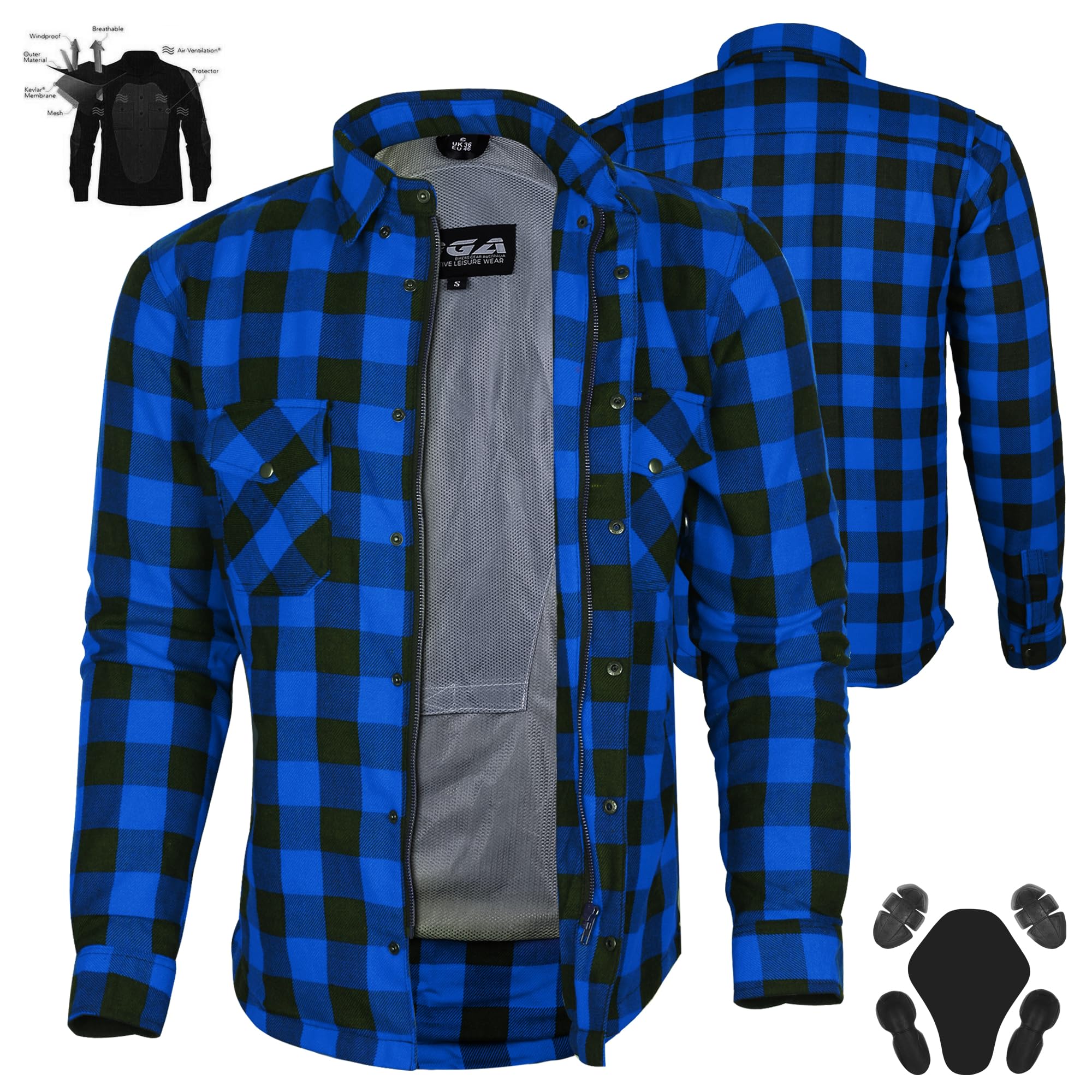 Bikers Gear Australia, Camicia protettiva in flanella di Kevlar (aramide)