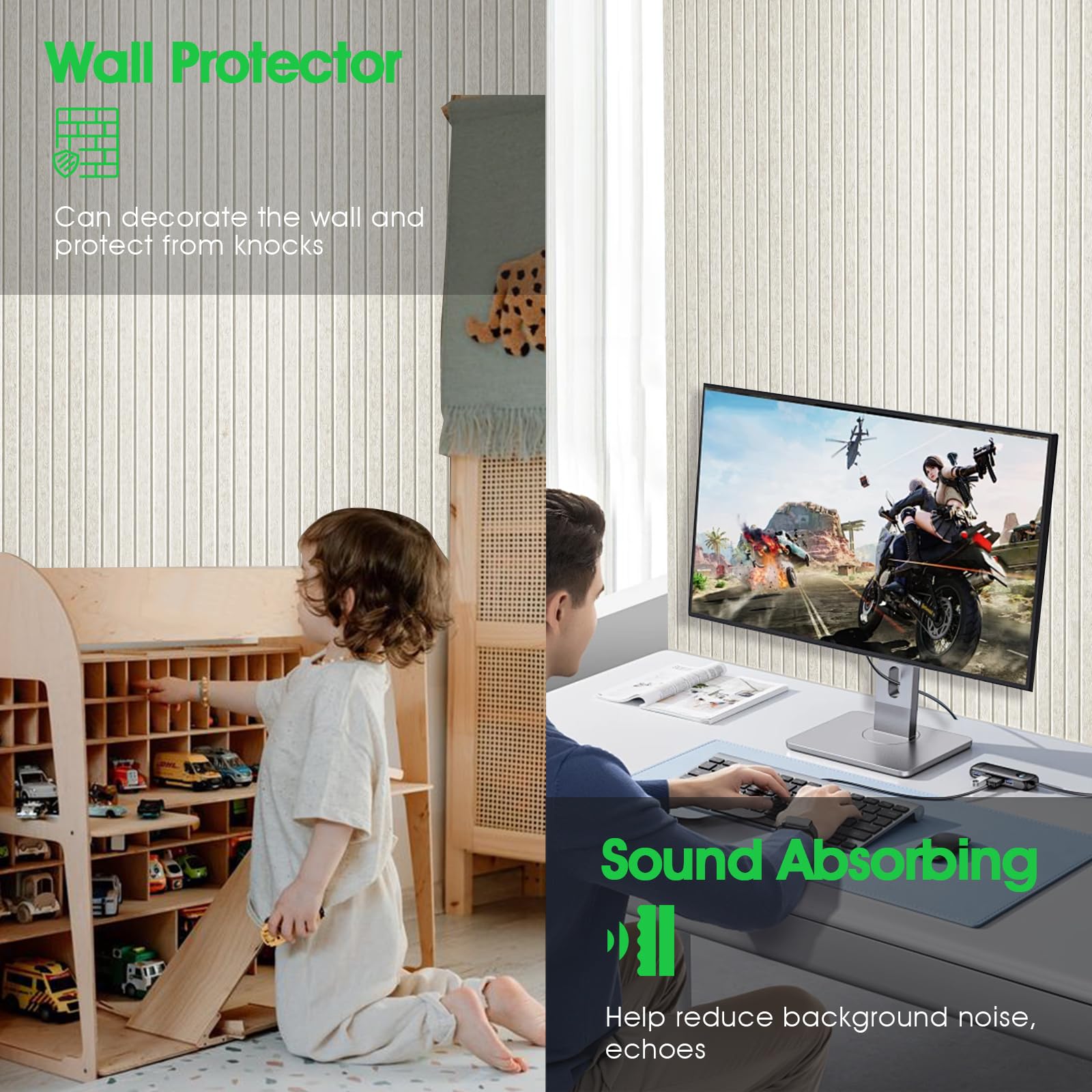 Filz Pinnwand 120 x 60 cm, 8er-Pack, Korktafel-Alternative mit Klebepads, Dekorative Vision Board Fotowand Pin Board Memoboard für Büro, Küche, Kinderzimmer, Haferfarben