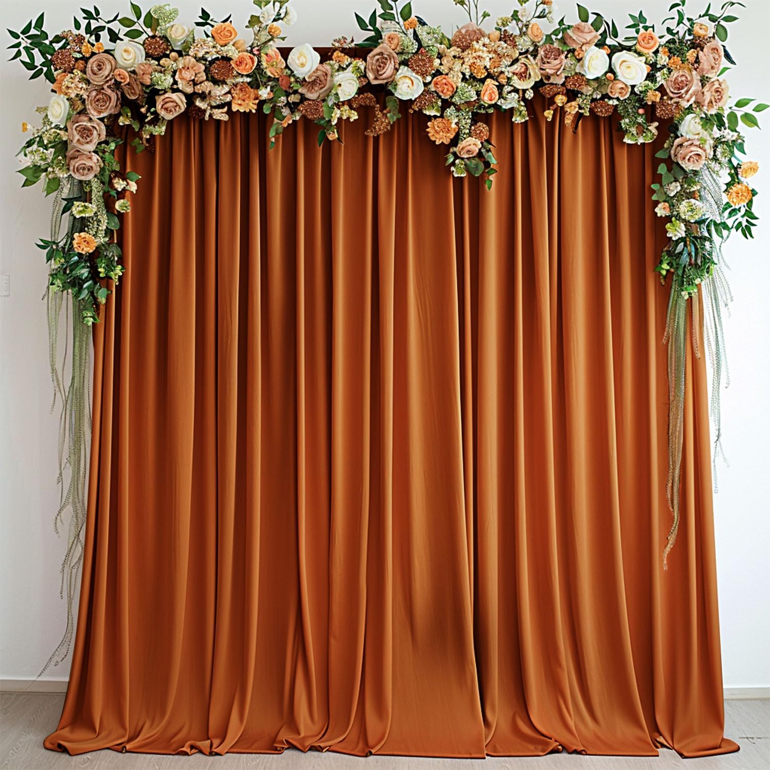 Burnt Orange Curtains for Party Terracotta Backdrop Curtains Drapes for Wedding Engagement Bridal Shower Decoration Props 10x10ft TAYHQ052 W5' x H10'?2 Panels Burnt Orange